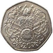 20 Pence - Elizabeth II 2nd portrait, United Kingdom, 1982-1983 reverse image