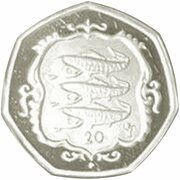 20 Pence - Elizabeth II 3rd portrait, United Kingdom, 1985 reverse image