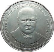 1 Crown - Elizabeth II Winston Churchill, United Kingdom, 1974 reverse image