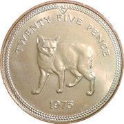 25 Pence - Elizabeth II Manx Cat, United Kingdom, 1975 reverse image