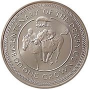1 Crown - Elizabeth II Derby; Silver issue, United Kingdom, 1980 reverse image