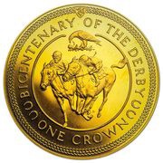 1 Crown - Elizabeth II Derby; Gold Proof, United Kingdom, 1980 reverse image