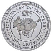 1 Crown - Elizabeth II Derby; Platinum Proof, United Kingdom, 1980 reverse image