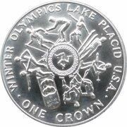 1 Crown - Elizabeth II Lake Placid Olympics; Silver, United Kingdom, 1980 reverse image
