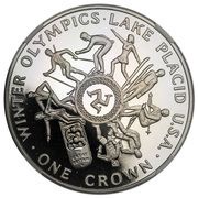 1 Crown - Elizabeth II Lake Placid Olympics; Platinum Proof, United Kingdom, 1980 reverse image