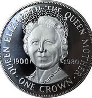 1 Crown - Elizabeth II Queen Mother; Silver Proof Issue, United Kingdom, 1980 reverse image