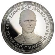 1 Crown - Elizabeth II Duke of Edinburgh Award Scheme; Platinum Proof, United Kingdom, 1981 reverse image