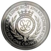 1 Crown - Elizabeth II Duke of Edinburgh Award Scheme; Platinum Proof, United Kingdom, 1981 reverse image