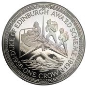 1 Crown - Elizabeth II Duke of Edinburgh Award Scheme; Platinum Proof, United Kingdom, 1981 reverse image
