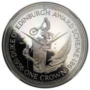 1 Crown - Elizabeth II Duke of Edinburgh Award Scheme; Platinum Proof, United Kingdom, 1981 reverse image