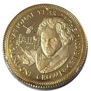 1 Crown - Elizabeth II Beethoven; Gold Proof 9ct, United Kingdom, 1981 reverse image