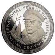 1 Crown - Elizabeth II Sir Francis Chichester; Platinum Proof, United Kingdom, 1981 reverse image