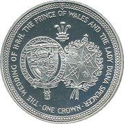 1 Crown - Elizabeth II Royal Wedding; Silver issue, United Kingdom, 1981 reverse image