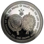 1 Crown - Elizabeth II Royal Wedding; Platinum Proof, United Kingdom, 1981 reverse image