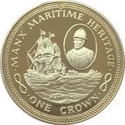 1 Crown - Elizabeth II Mayflower; Silver Proof, United Kingdom, 1982 reverse image