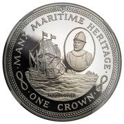 1 Crown - Elizabeth II Mayflower; Platinum Proof, United Kingdom, 1982 reverse image