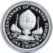 1 Crown - Elizabeth II Montgolfier Balloon; Silver, United Kingdom, 1983 reverse image