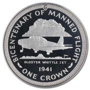 1 Crown - Elizabeth II Gloster Whittle; Silver, United Kingdom, 1983 reverse image