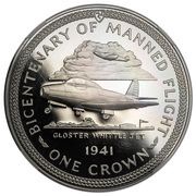 1 Crown - Elizabeth II Gloster Whittle; Platinum Proof, United Kingdom, 1983 reverse image