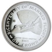 1 Crown - Elizabeth II Orbiter Space Shuttle; Silver, United Kingdom, 1983 reverse image