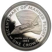 1 Crown - Elizabeth II Orbiter Space Shuttle; Platinum Proof, United Kingdom, 1983 reverse image