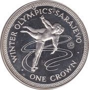 1 Crown - Elizabeth II Ice Dancing; Silver, United Kingdom, 1984 reverse image