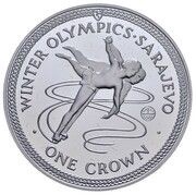 1 Crown - Elizabeth II Ice Dancing; Platinum, United Kingdom, 1984 reverse image