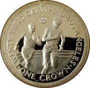 1 Crown - Elizabeth II Athletics; Silver, United Kingdom, 1984 reverse image