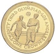 1 Crown - Elizabeth II Athletics; Gold 9ct, United Kingdom, 1984 reverse image