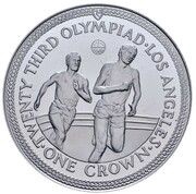 1 Crown - Elizabeth II Athletics; Platinum, United Kingdom, 1984 reverse image