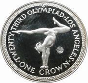 1 Crown - Elizabeth II Gymnastics; Silver, United Kingdom, 1984 reverse image