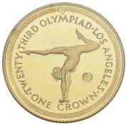 1 Crown - Elizabeth II Gymnastics; Gold 22ct, United Kingdom, 1984 reverse image