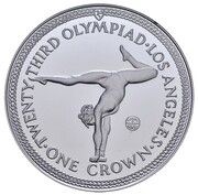 1 Crown - Elizabeth II Gymnastics; Platinum, United Kingdom, 1984 reverse image