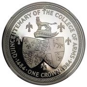 1 Crown - Elizabeth II College of Arms; Earl of Derby; Platinum, United Kingdom, 1984 reverse image