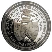 1 Crown - Elizabeth II College of Arms; King Richard III; Platinum, United Kingdom, 1984 reverse image