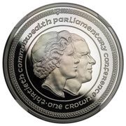 1 Crown - Elizabeth II Commonwealth Parliamentary Conference; Conjoined heads; Platinum reverse image