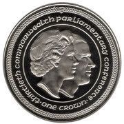 1 Crown - Elizabeth II Commonwealth Parliamentary Conference; Conjoined heads; Silver clad, United Kingdom, 1984 reverse image