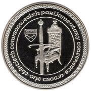 1 Crown - Elizabeth II Commonwealth Parliamentary Conference; Speaker Gawne's chair; Silver clad, United Kingdom, 1984 reverse image