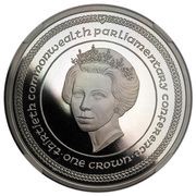 1 Crown - Elizabeth II Commonwealth Conference; Princess Anne; Platinum, United Kingdom, 1984 reverse image
