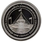 1 Crown - Elizabeth II Commonwealth Parliamentary Conference; Tynwald Hill; Silver clad, United Kingdom, 1984 reverse image