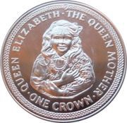 1 Crown - Elizabeth II Queen Mother as a young girl; Silver, United Kingdom, 1985 reverse image