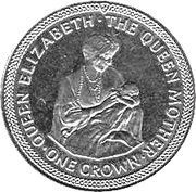 1 Crown - Elizabeth II Queen Mother and Princess Elizabeth, United Kingdom, 1985 reverse image