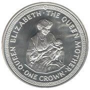 1 Crown - Elizabeth II Queen Mother and Princess Elizabeth; Silver, United Kingdom, 1985 reverse image