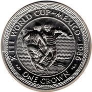 1 Crown - Elizabeth II World Cup Mexico - Players on Map; Silver Issue, United Kingdom, 1986 reverse image