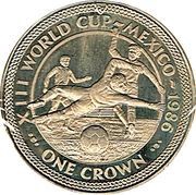 1 Crown - Elizabeth II World Cup Mexico - Player Scoring, United Kingdom, 1986 reverse image