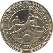 1 Crown - Elizabeth II World Cup - silver plated proof, United Kingdom, 1986 reverse image