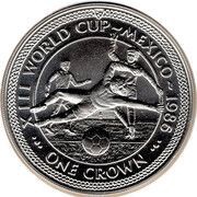 1 Crown - Elizabeth II World Cup Mexico - Player Scoring; Silver Issue, United Kingdom, 1986 reverse image