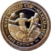 1 Crown - Elizabeth II World Cup Mexico - 2 Players on Football, United Kingdom, 1986 reverse image