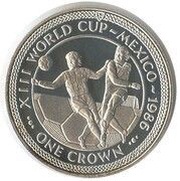 1 Crown - Elizabeth II World Cup - silver plated proof, United Kingdom, 1986 reverse image