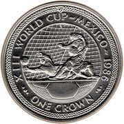 1 Crown - Elizabeth II World Cup Mexico - Scoring from Close Range; Silver Issue, United Kingdom, 1986 reverse image